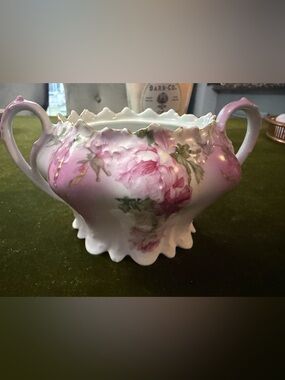 Porcelain Pink Rose Two-Handled Sugar Bowl - Elegant Home Dining